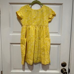 Hanna Andersson 120 Yellow Flowers Pockets Play Dress Short Sleeves Girls 6/7